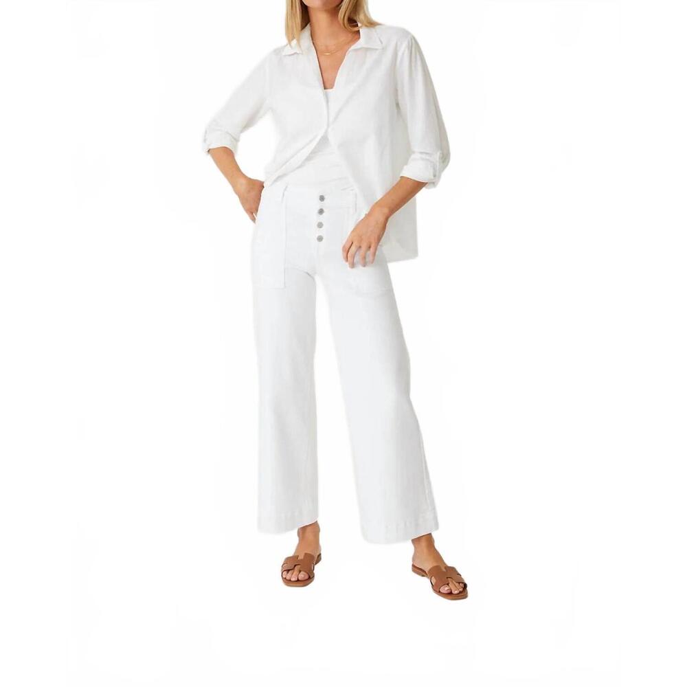 NEW LEVEL99 camille exposed button wide leg pants in stillwater